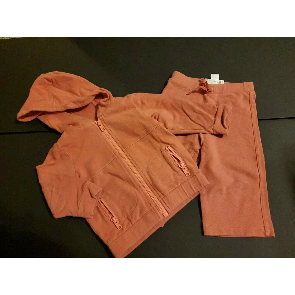 Girl's Loft 6-12 pink hooded sweat coat and matching pants outfit set